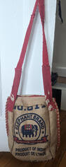 basmati rice bag purse, hand sewn, 2 zippered pouches